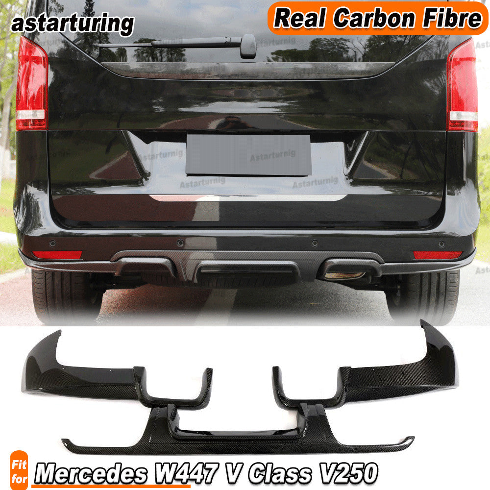 REAL CARBON Rear Bumper Diffuser Spoiler for Mercedes W447 V Class V250 2016-18