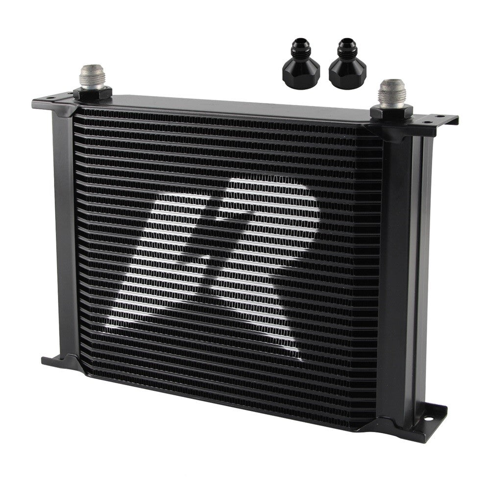 30 Row AN8 Stacked Plate Oil Cooler 6AN Adapter Universal Aluminium Radiator BK