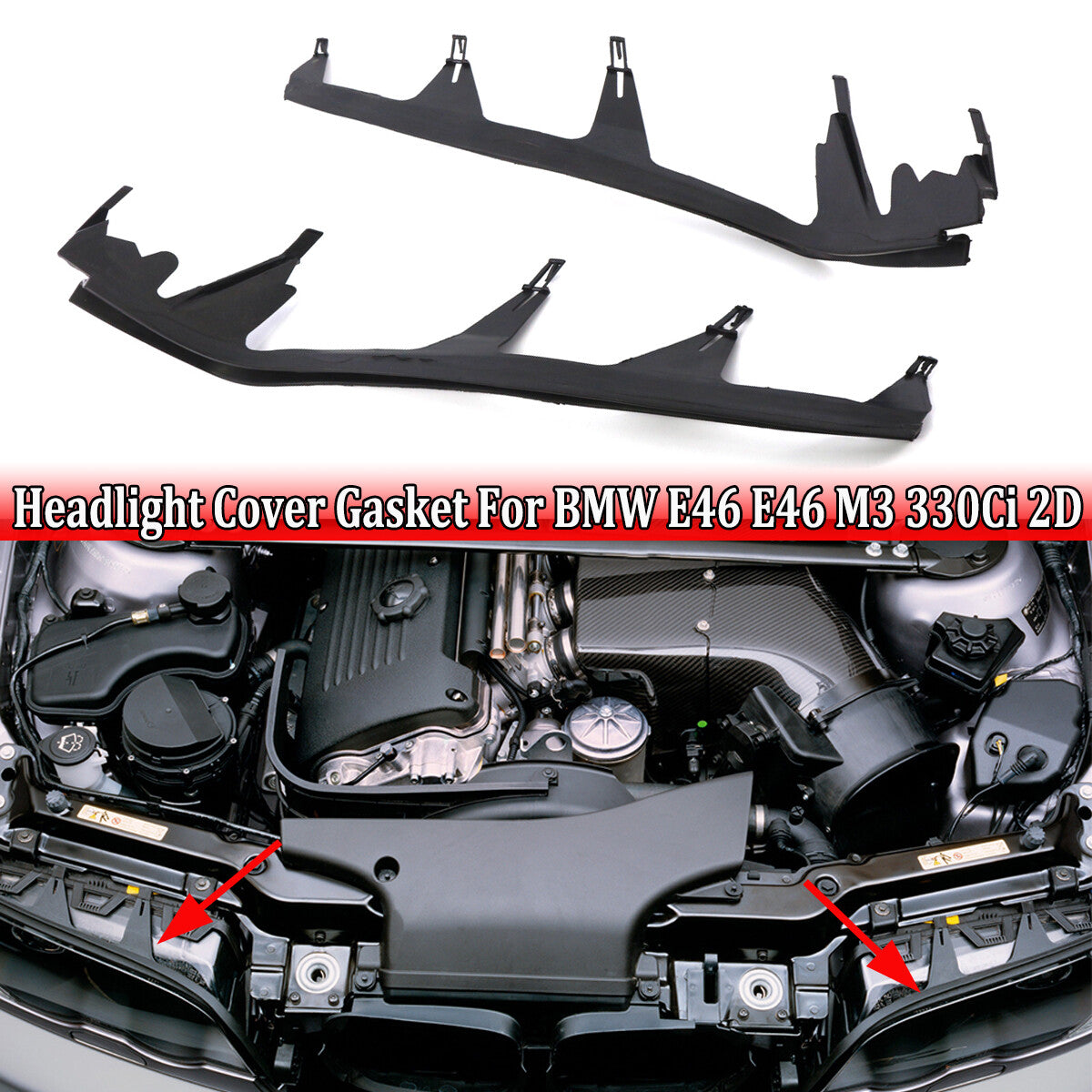 for BMW E46 325CI 330CI Headlight Cover Strip Upper Headlamp Seal Gasket LHRH
