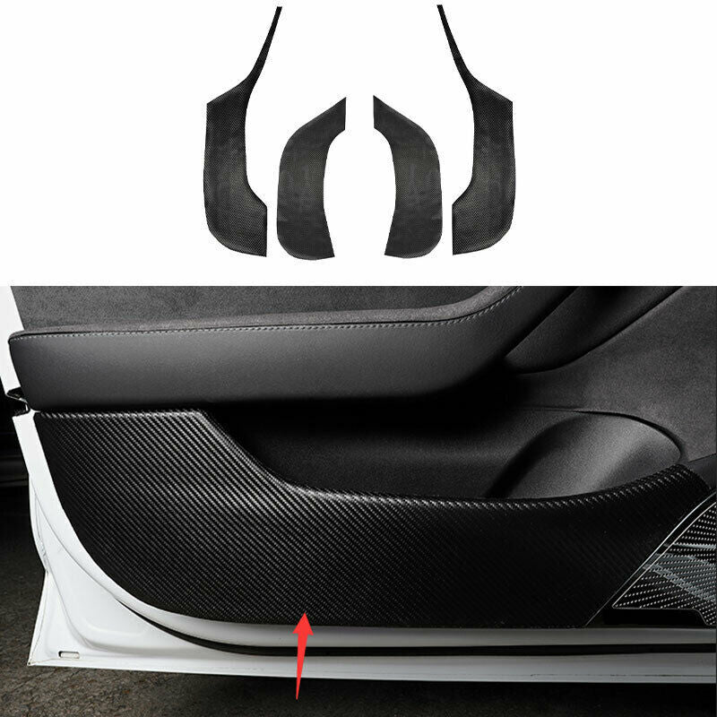 Carbon Fiber PU Inner Door Anti-Kick Panel Cover trim for Tesla Model 3 2017-23