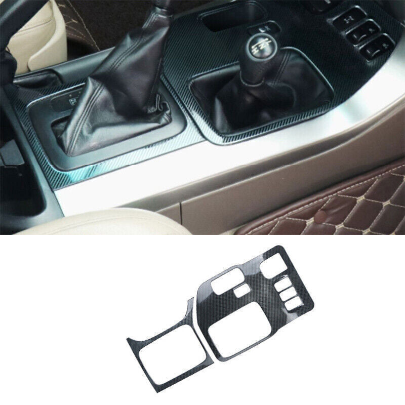 2X Carbon Fiber Steel Central Console Gear Shift Trim for Toyota Prado FJ 03-09
