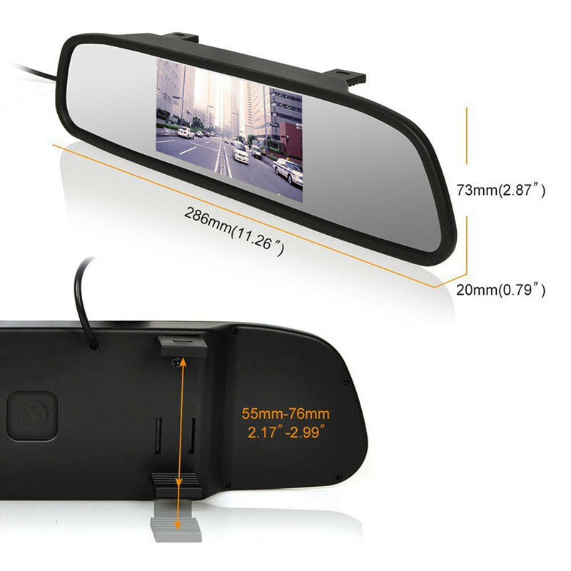 Car Rearview Mirror Video Parking Monitor TFT Screen 4.3Inch Display LED Camera