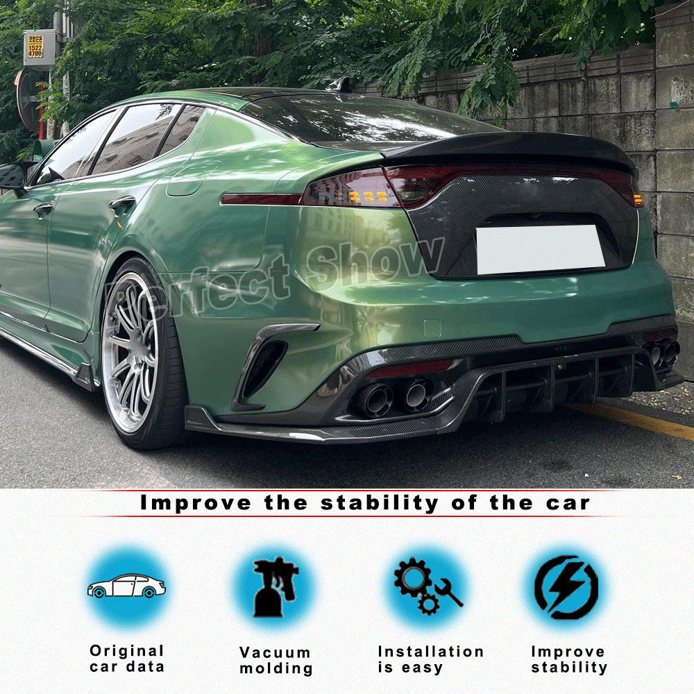 Fit for Kia Stinger 2018-2023 REAL CARBON Rear Bumper Splitters Vent Canard Fins