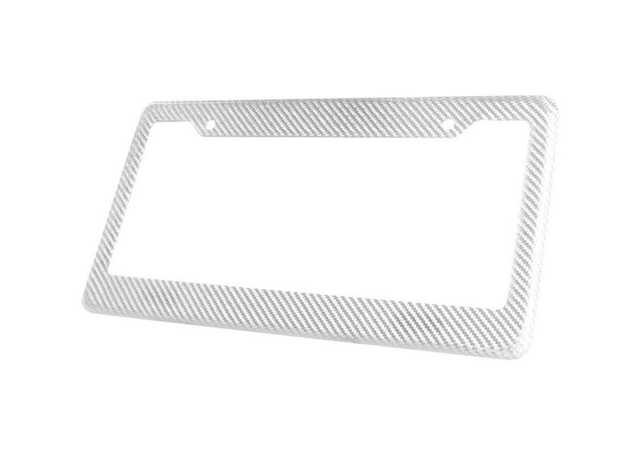 True silver carbon fiber rear cover for car license plate frame on for Kia for Lexus
