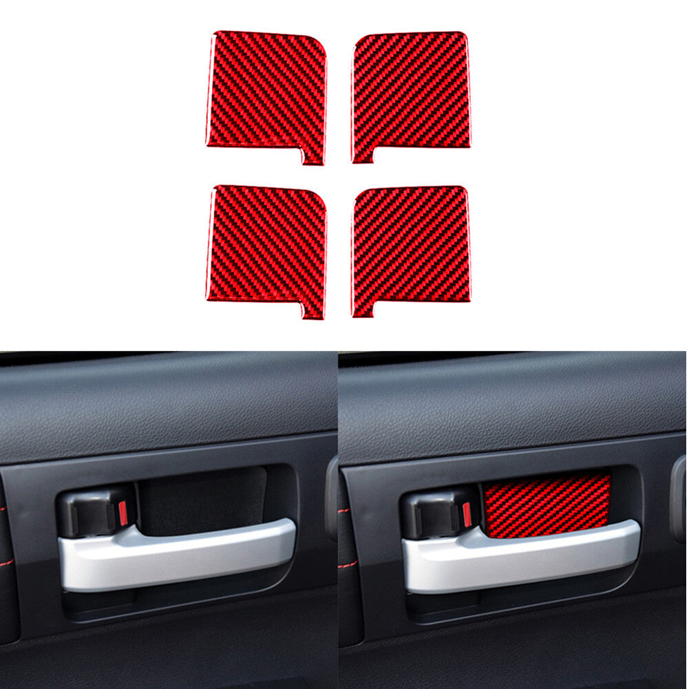 Red Carbon Fiber Door Bowl Decorative Cover Trim for Toyota Tundra 2014-2018