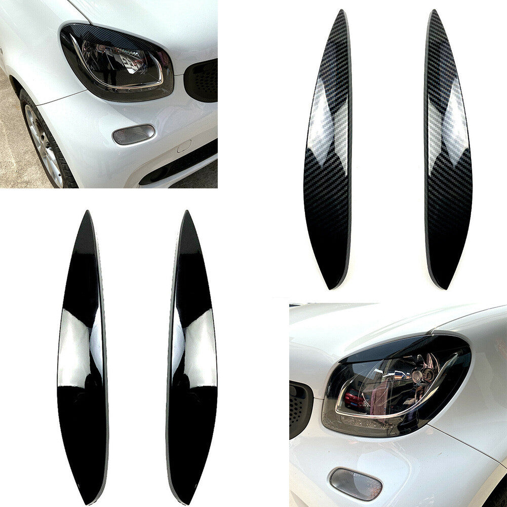 2PCS Headlight Eyelid Lid Eyebrow Trim for Mercedes-Benz for Smart 2014 2015 16+ ABS