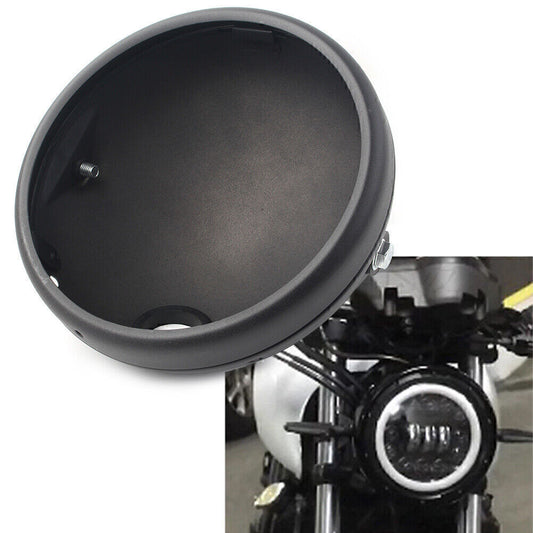for Harley Motorcycle Matte Black Headlight 7-Inch Retro LED Headlight Shell