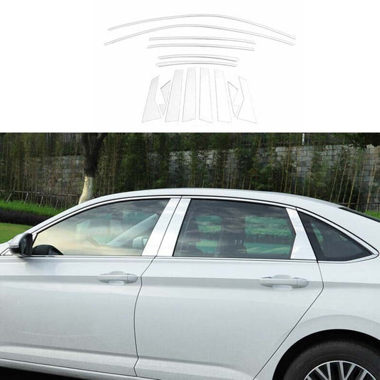 Window Molding Trim Decor Strips Steel For 2019-2021 for Volkswagen for Jetta Mk7 Silver