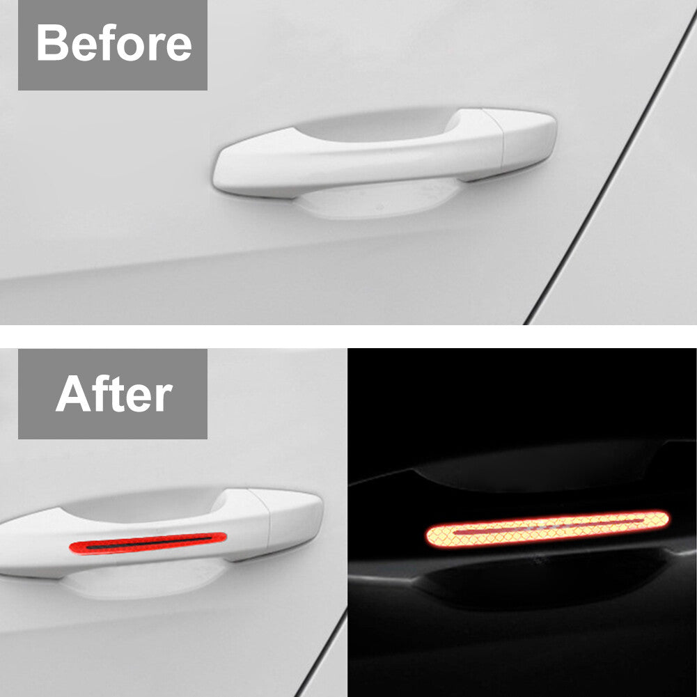 Blue Carbon Fiber Style Car Door Handle Reflective Sticker Scratches Protection