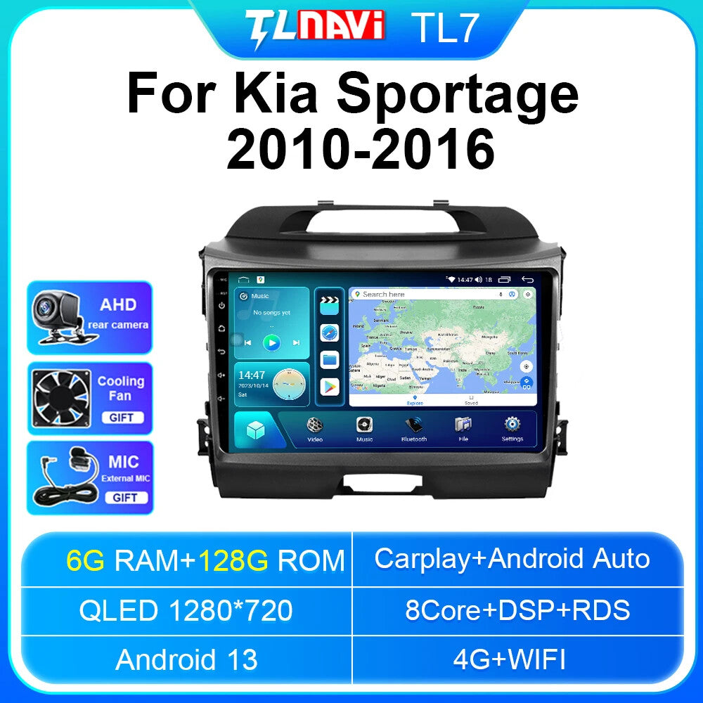 for KIA Sportage R 2010-2016 CarPlay Car Radio Auto Player Screen GPS Multimedia