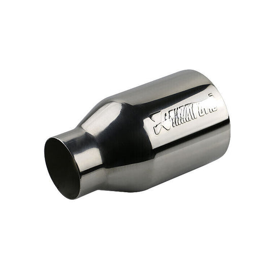 2.36'' Inlet 4'' Outlet Stamped AK Car Exhaust Tip Pipe Straight Cut SLiver