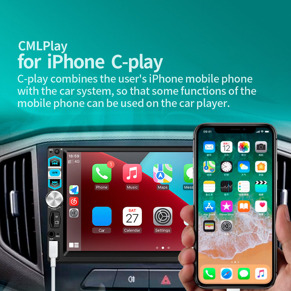 Car Stereo Radio 7in Touch Screen For Carplay Bluetooth MP5 Player Head Units