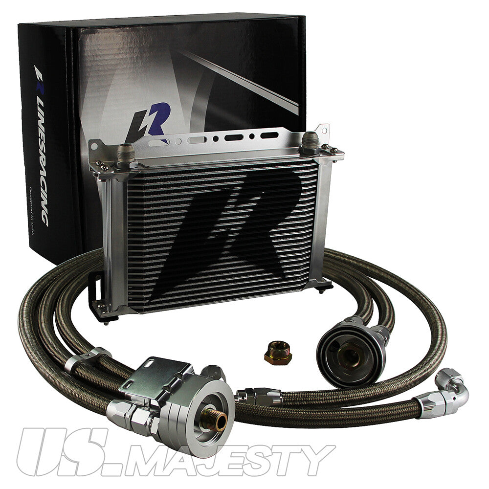 LR 25 Row AN10 Oil cooler w/Bracket+Filter Relocation Adapter Hose Kit Silver