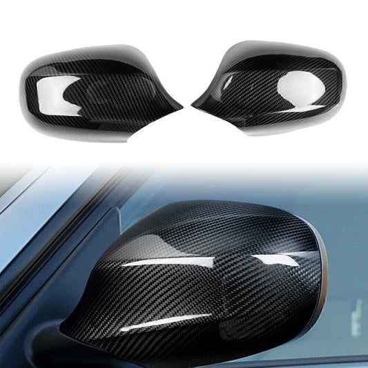 Black carbon fiber side mirror cap trim for BMW E90 E91 3 Series 2005 - 2012