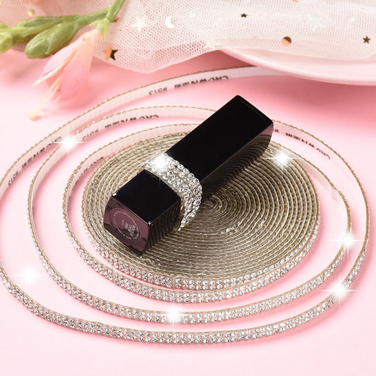 5.4 Yards DIY Diamond Bling Ribbon Stickers Rhinestone Tape Roll Deco White