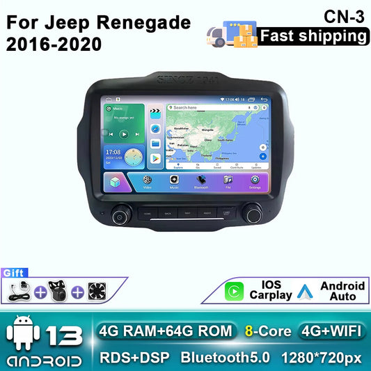 for Jeep Renegade 2016-2020 Android Auto CarPlay Car Radio GPS Multimedia Player