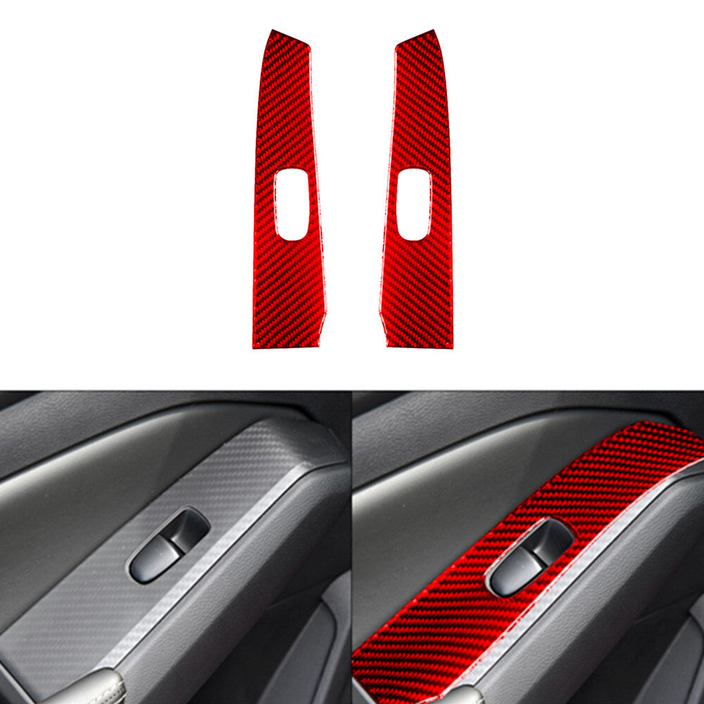 Red Carbon Fiber Rear Door Window Control Cover Trim for Nissan Altima 2019-2022