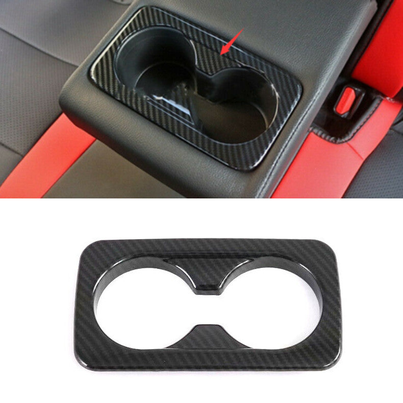 for Kia Seltos 2020-2023 Carbon Fiber ABS Rear Water Cup Holder frame Cover Trim