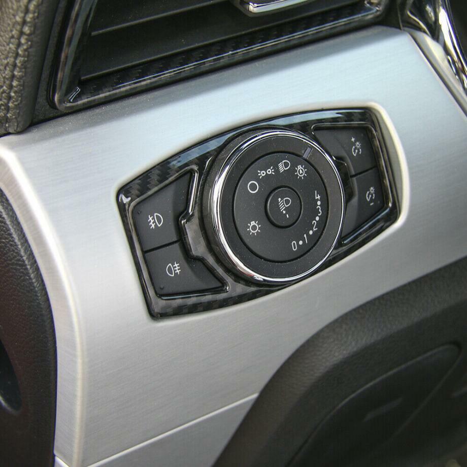 for ford  Escape Kuga 2013-2019 Carbon Fiber Head Light Switch Button Cover Trim