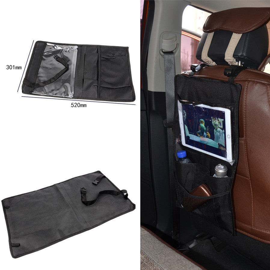 Car Back for Seat Organiser Tidy Tablet holder Travel Storage Bag Pocket Black