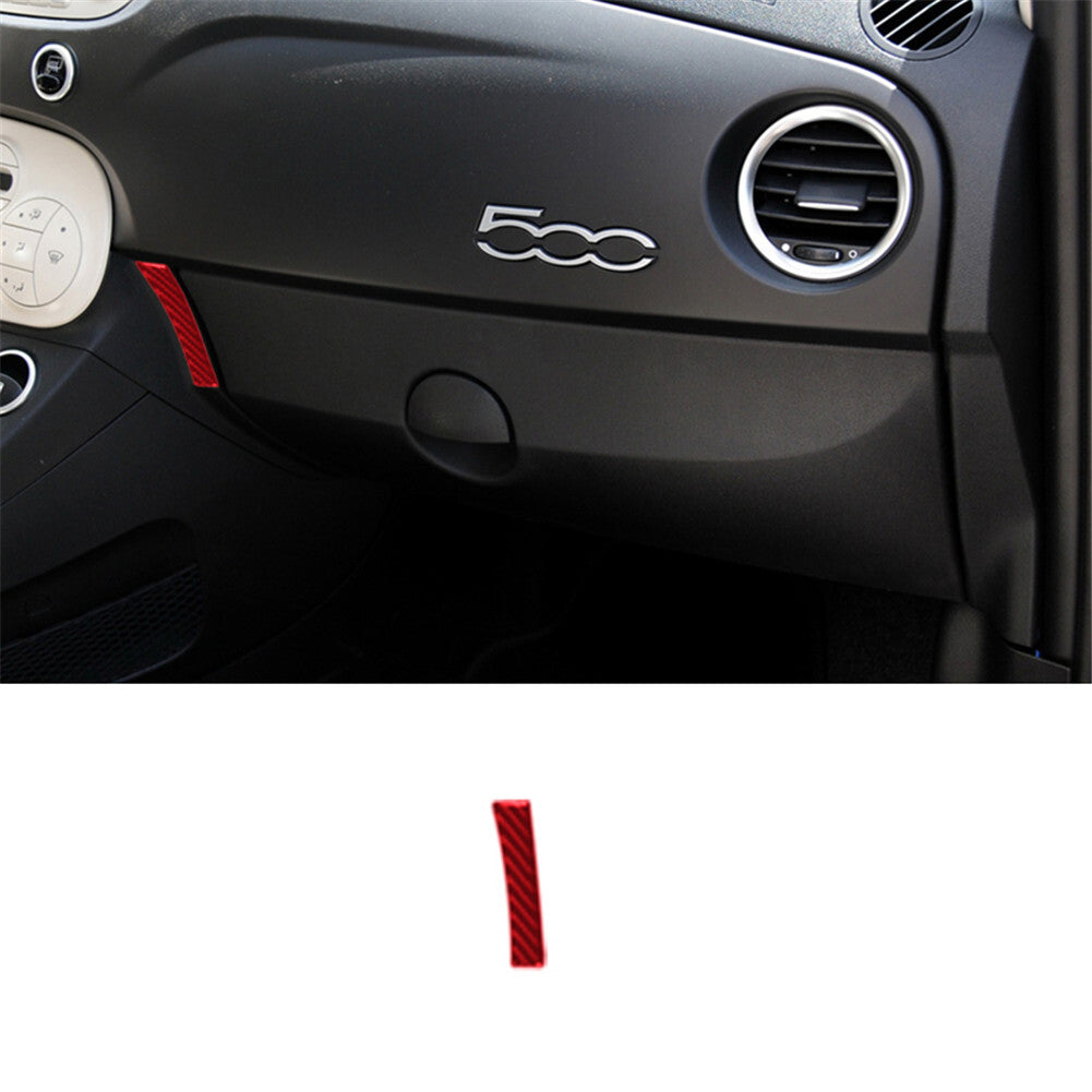 Red Carbon Fiber Interior Left Glove Box Cover Trim Sticker For 2012-15 for Fiat 500