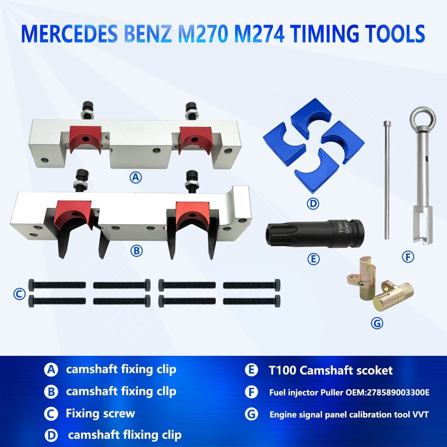 Engine Camshaft Timing Tool Kit for Benz M133 M260 M270 M274 M264 B200 B180 B250