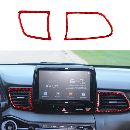 Red Carbon Fiber Air Vent Outer Frame Trim Cover for Hyundai for Veloster JS 2019-22