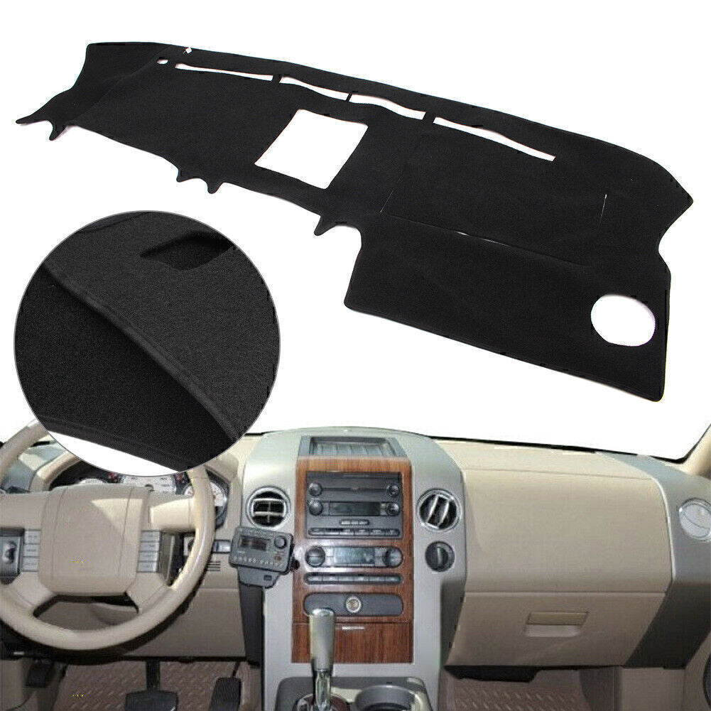 Black Polyester Dash Mat Dashboard Cover Dashmat for Ford F150 2004-2008 LHD