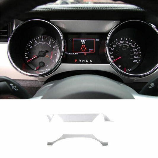 Fit for Ford for Mustang 2015-2022 Silver Central Console Instrument Strip Trim 4PCS