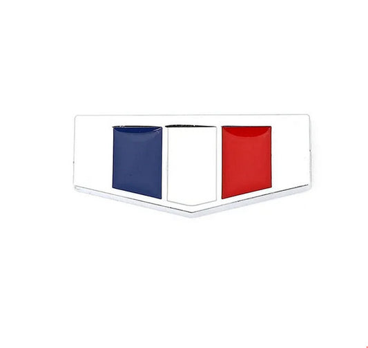 Car side fender rear badge sticker silver metallic 3D French flag