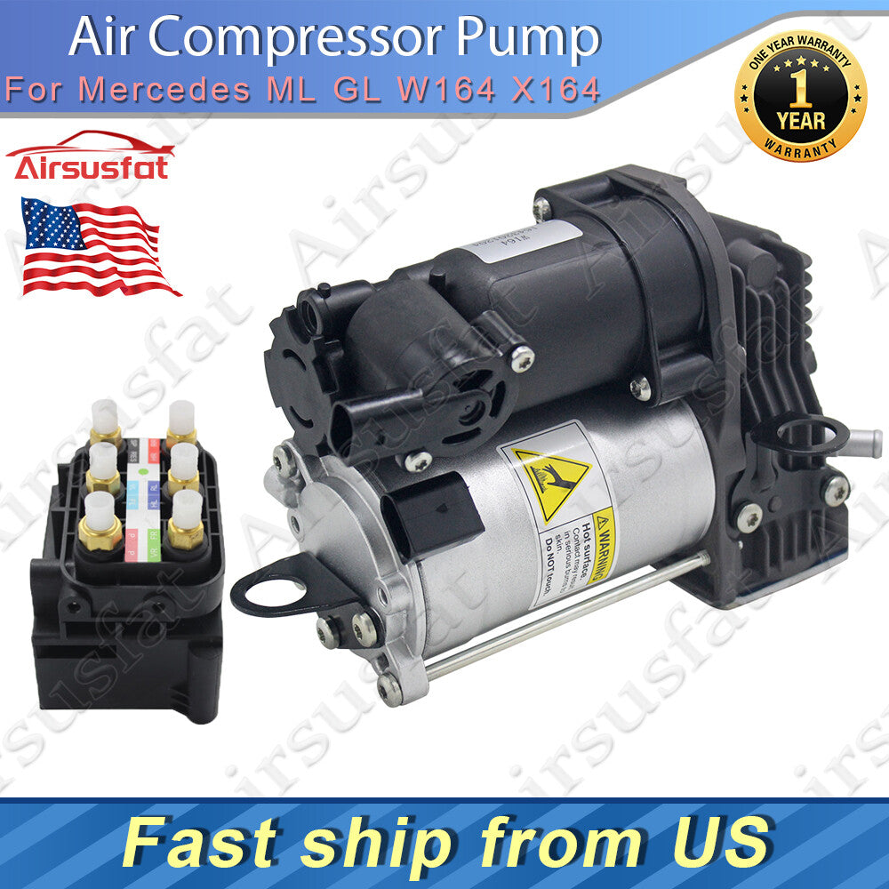 for Mercedes GL ML W164 X164 Air Compressor Pump with Valve Block US 1643200304