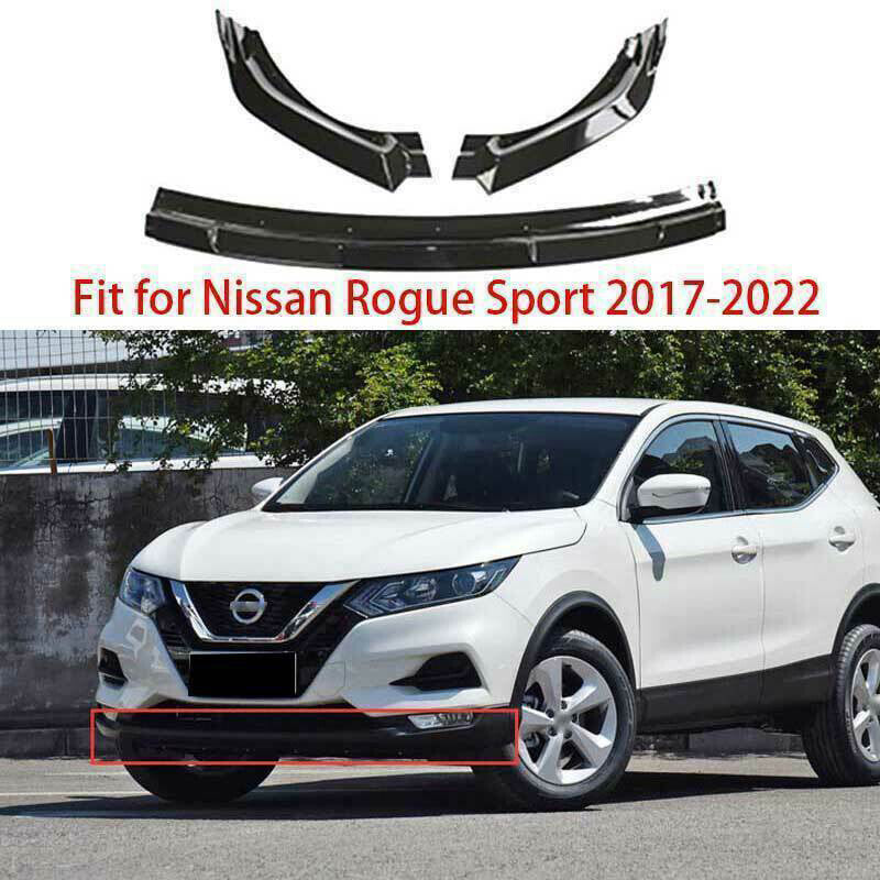 for Nissan Rogue Sport 17-2022 Glossy Black Front Bumper Lip Body Spoiler Guard