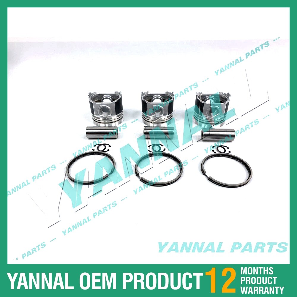 3-piece piston with piston rings + 0.5 mm for Mitsubishi K3F engine (extra-large size)
