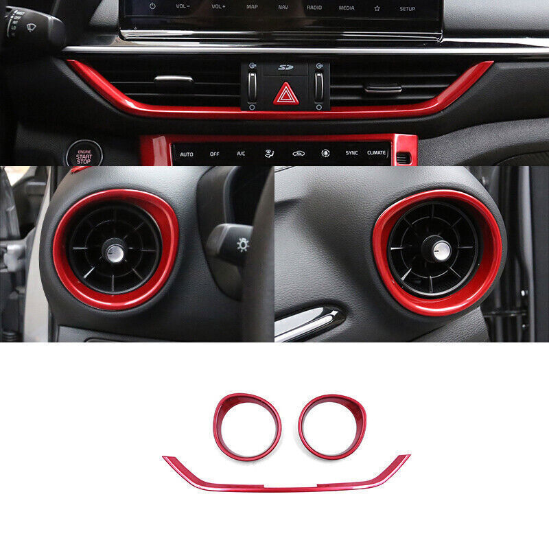 for Kia Forte 2019-23 Red ABS Center Dash Full Set Interior Decor Cover Kit 18x