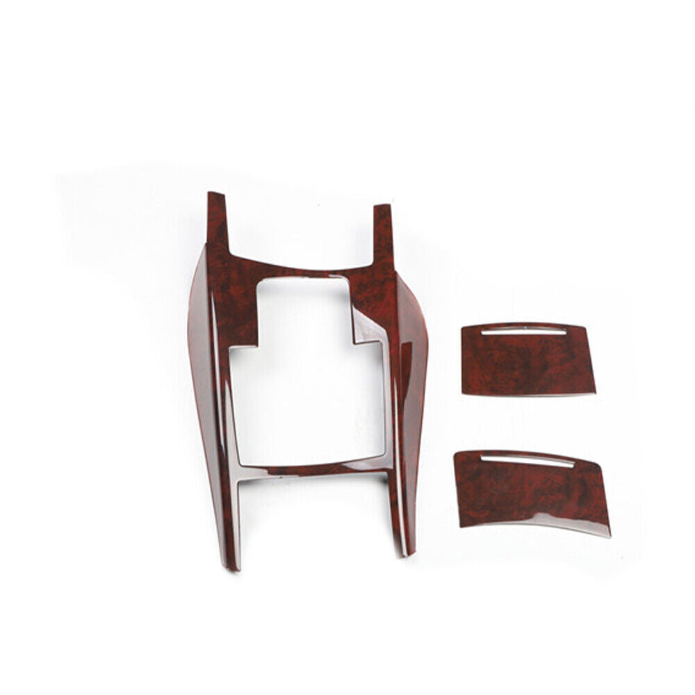Console Gear Shift Frame Cover Trim 3PCS Fit for Audi A6L 2005-2011 Brown Wood