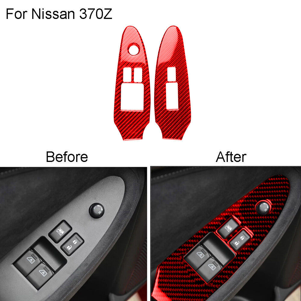 12Pcs Red Carbon Fiber Full interior Set Cover Trim for Nissan 370Z 2009-2020