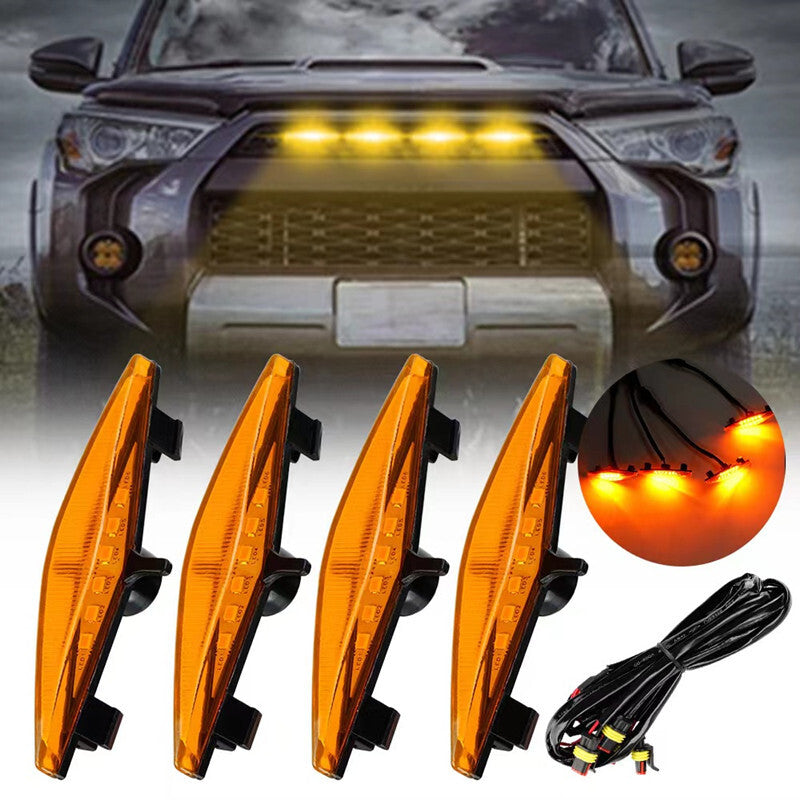 4Pcs Car LED Grille Amber Light External Daytime Running Lamp For 14-19 4Runner