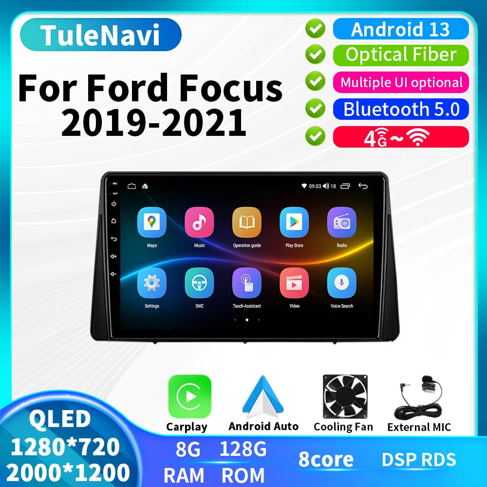 for Ford Focus 2009-2021 GPS Navigation CarPlay Car Radio Android Stereo Player