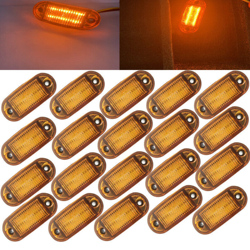 Yellow Car 6LED Sealed Side Marker Clearance Light Mount Truck Trailer Qty 20