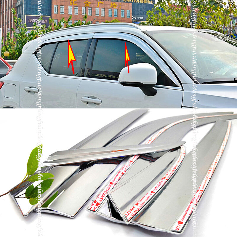 for Volvo XC40 2018-2024 ABS Chrome Window Visors Sun Rain Guard Vent Deflectors