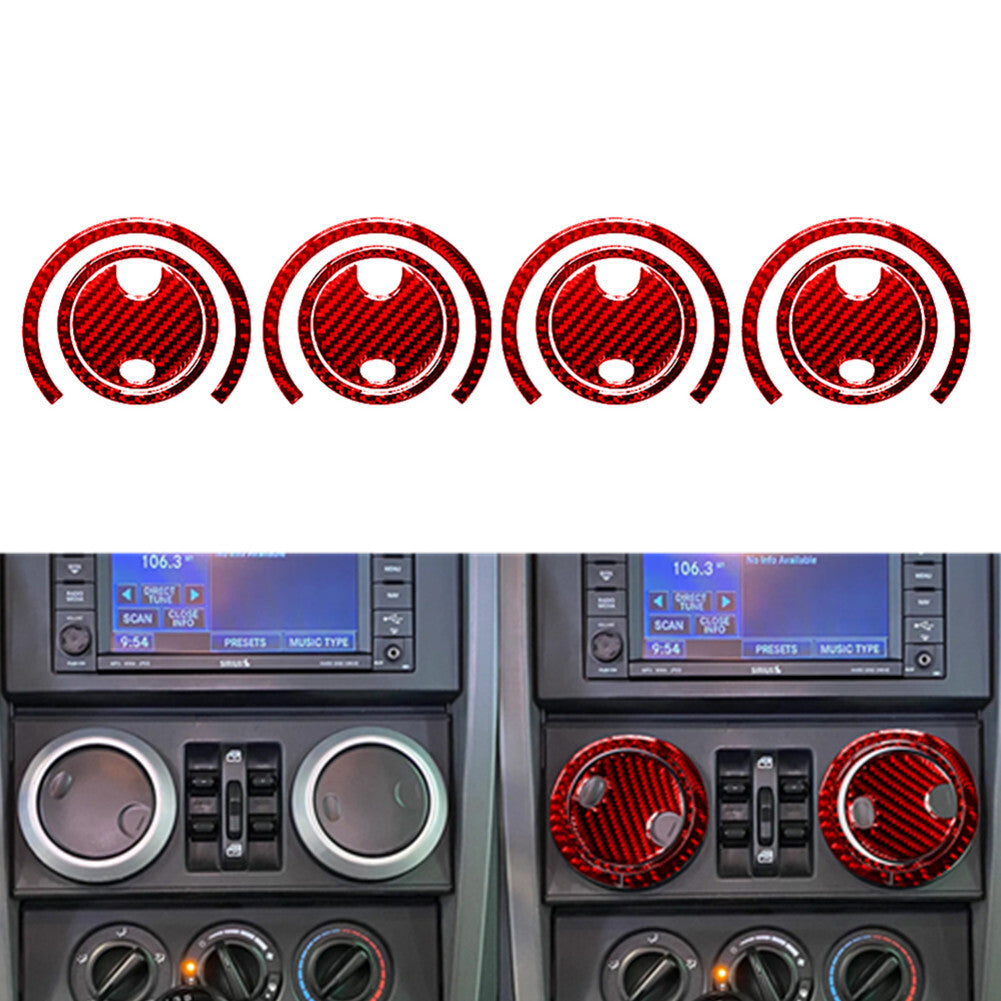 12X Red Carbon Fiber Vent Trim for Jeep for Wrangler 2007-2010
