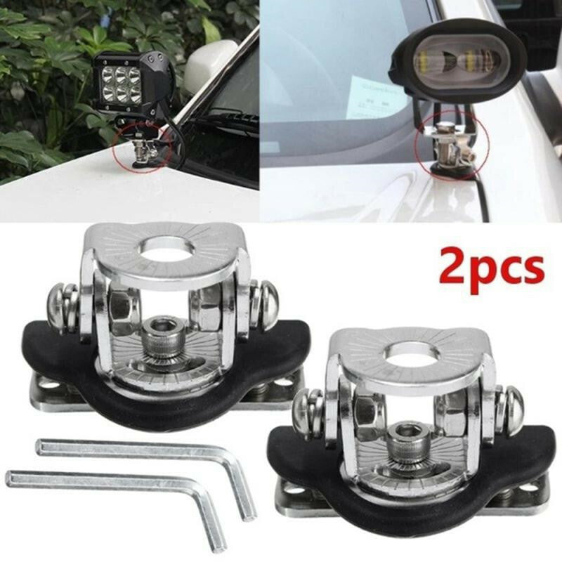 2x Car Stainless Steel Pillar Hood Led Work Light Bar Mount Bracket Clamp Holder