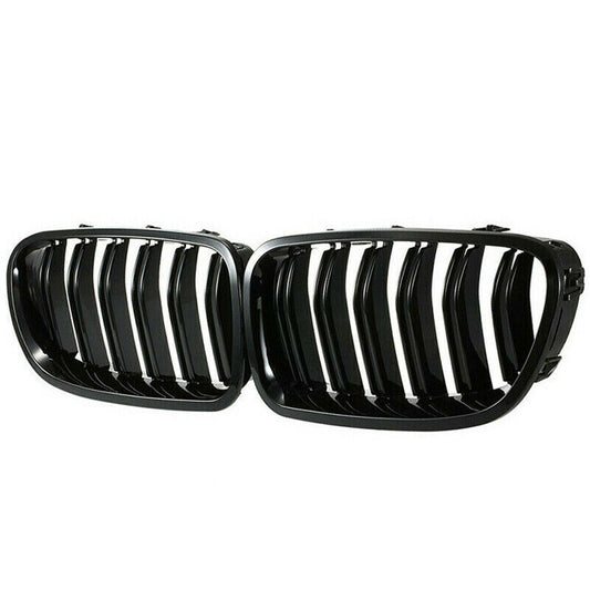Pair Gloss Black Fit for BMW F10 F11 F18 M5 10-15 Front Kidney Grille Grill