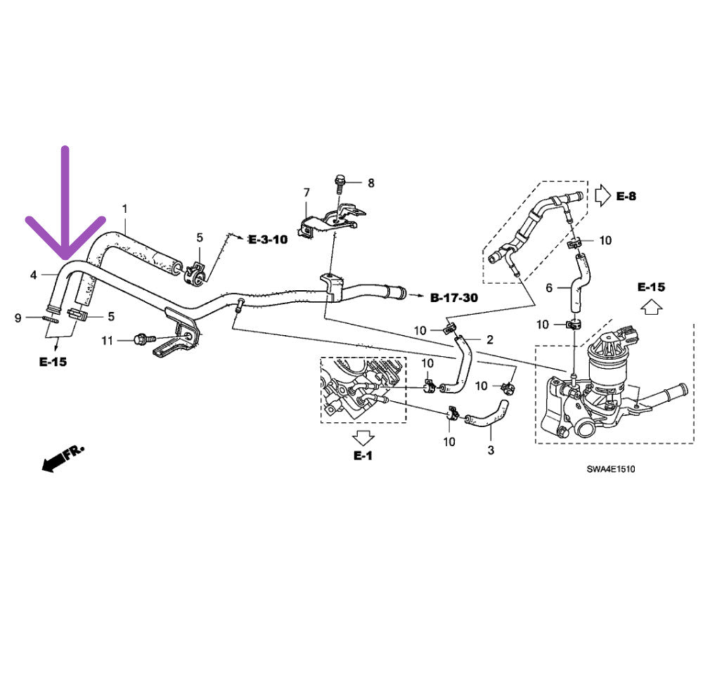 Equipment Manufacturer 19510-RTB-000 Heating Pipe with O-ring for Honda CRV EX LX 2007-2009