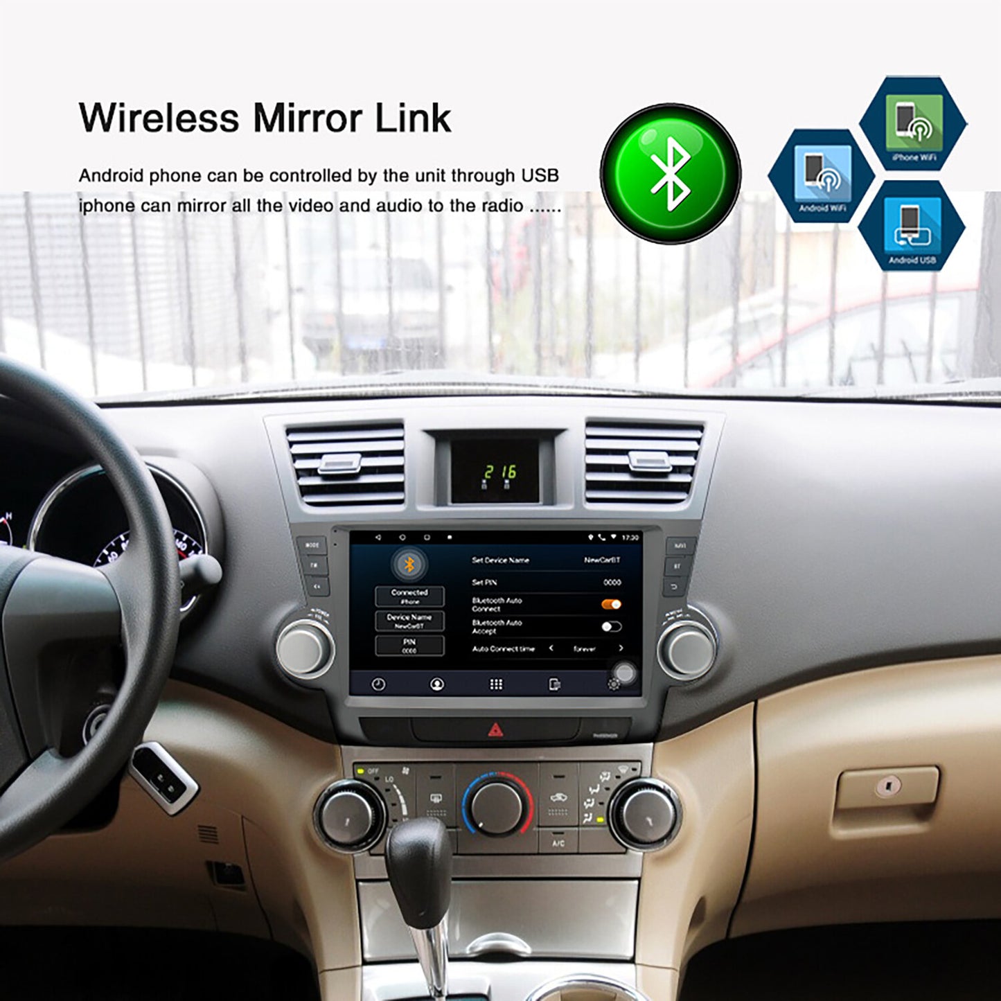 Car Stereo Radio Fits for Toyota Highlander 10 2G 32G Carplay 2.5D HD 2009-2014