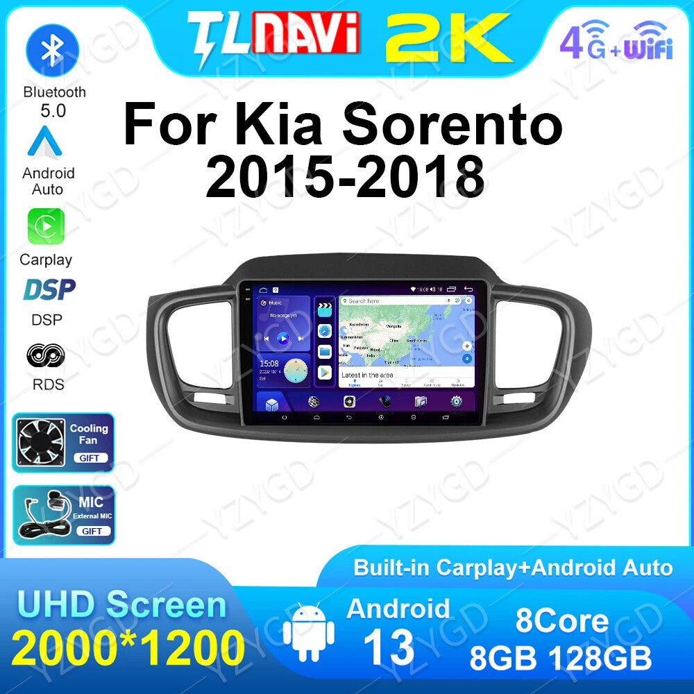 for Kia for Sorento (LHD) 2015-2018 Car Radio CarPlay GPS Multimedia Player Screen