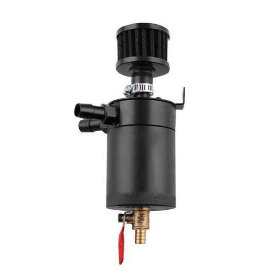2-port compact air-oil separator in black aluminum alloy