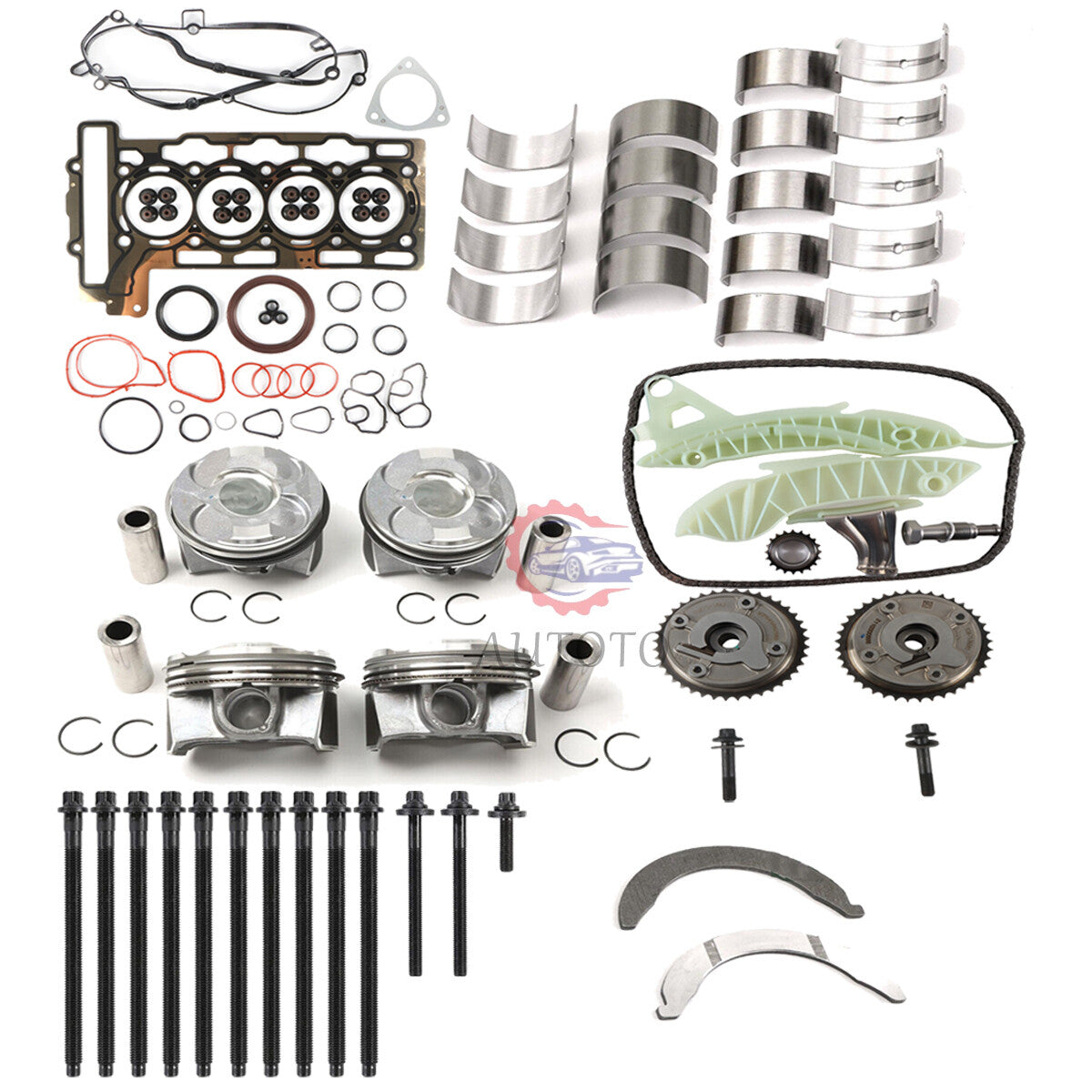 N13 N18 Engine Rebuild Kit - Timing Chain Kit VVT Gear Bearings Set Fits for BMW