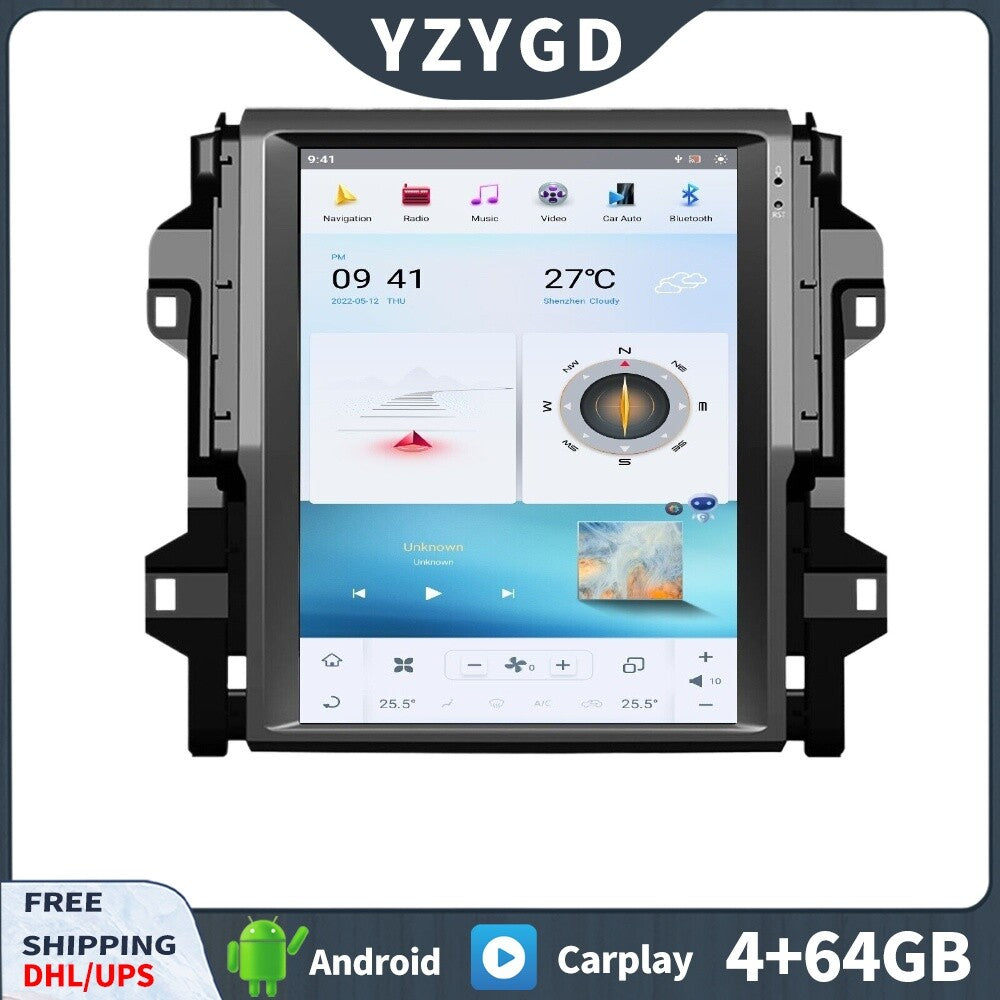 for Toyota Fortuner 2016-2019 Stereo Car Radio CarPlay 2Din Receiver Screen 64GB