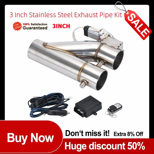 3 76mm Electric Y-Pipe Exhaust Valve Dual-Valve Remote pipe Tip Exhaust Pipe